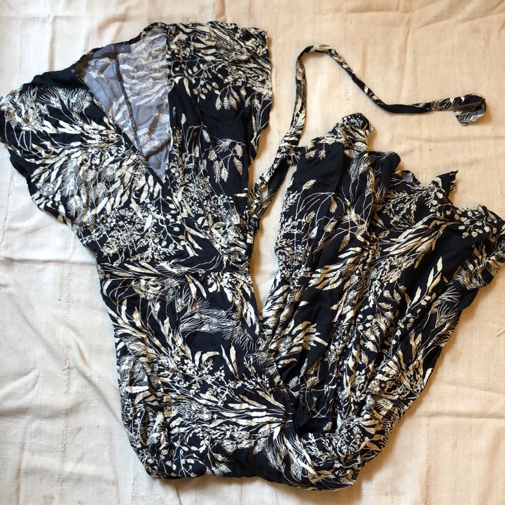 Beautiful navy flora Tysa wrap maxi dress